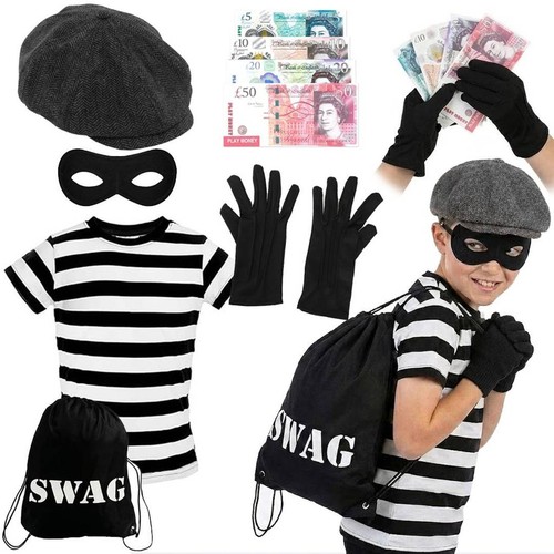 Kids burglar costume set shirt - kids,