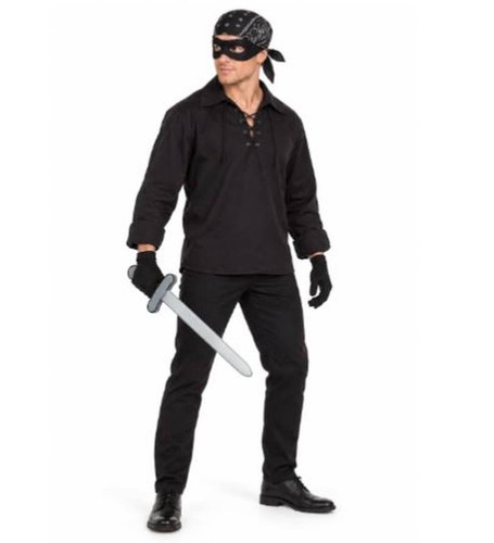 Black pirate robber costume - pirate,